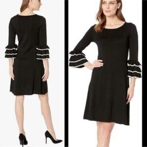 NWOT Danny & Nicole Black & White Sweater Dress 3/4 Sleeve Women’s Size Medium